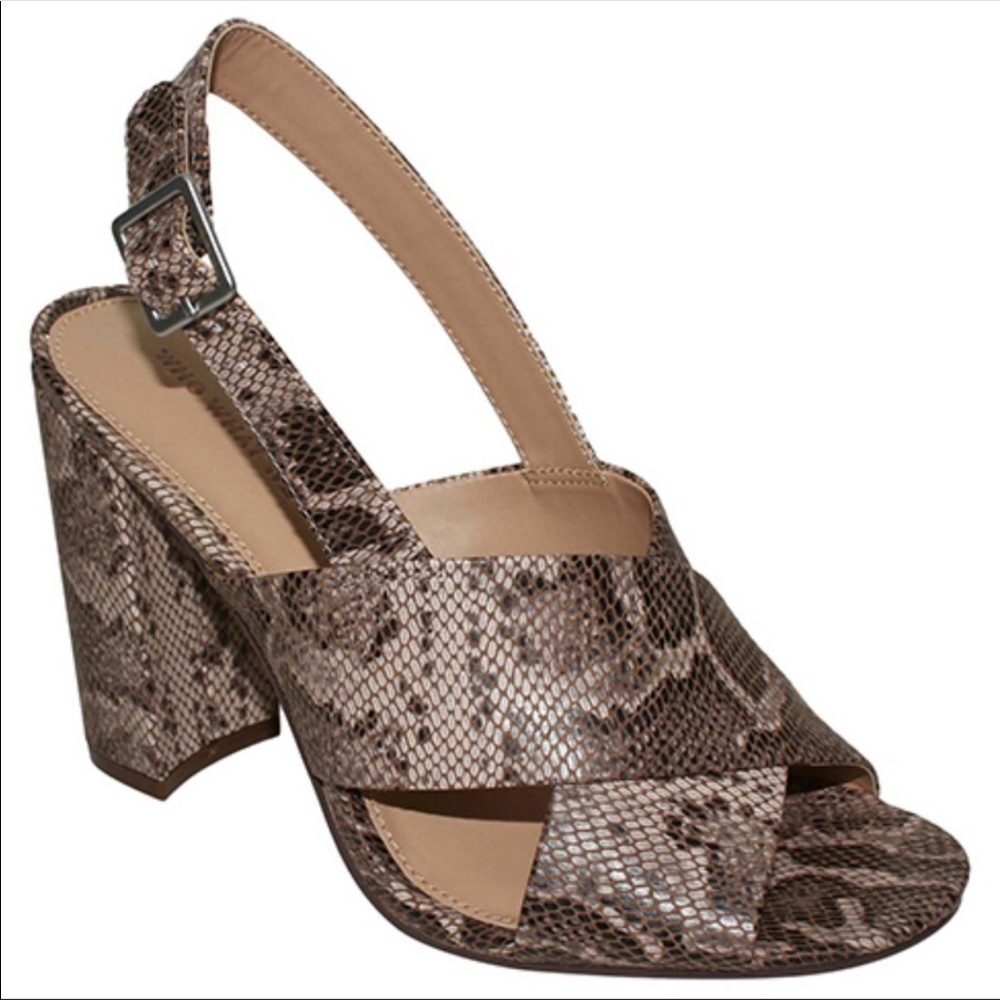 Who What Wear Snake Print Crossband Block Heels